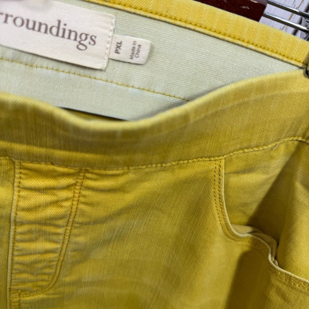 Soft Surroundings Pull On Stretch Pants Mustard Comfort Chic Everyday Neutral - Picture 8 of 11